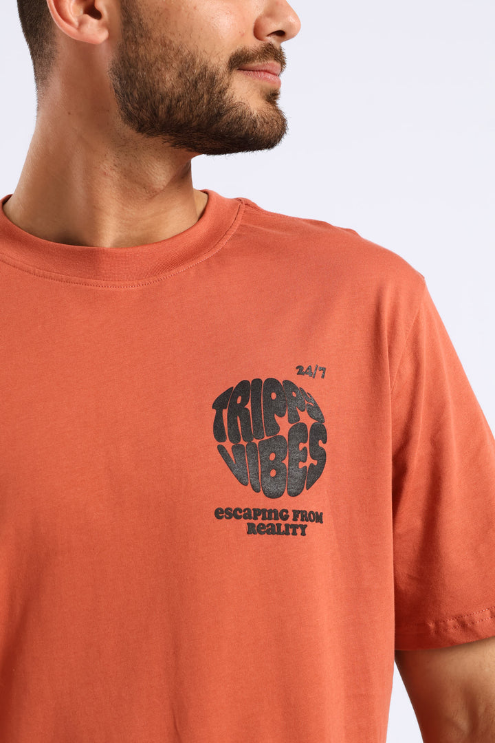 Trippy Vibes Front & Back Tee - Red