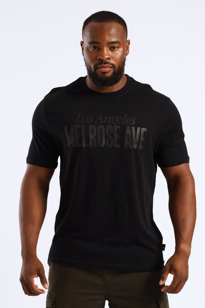 Melrose Ave HD Print Tee - Black