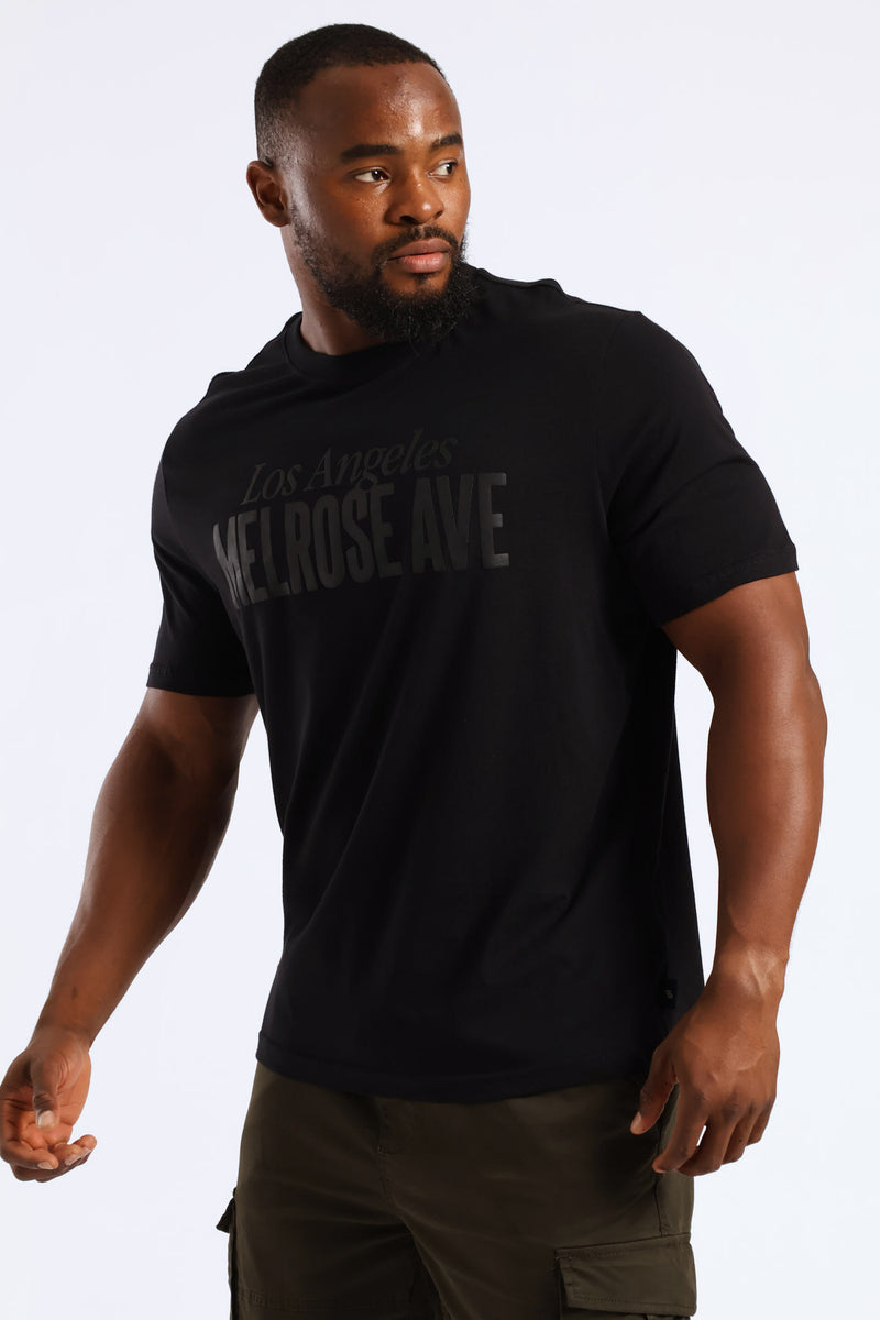 Melrose Ave HD Print Tee - Black