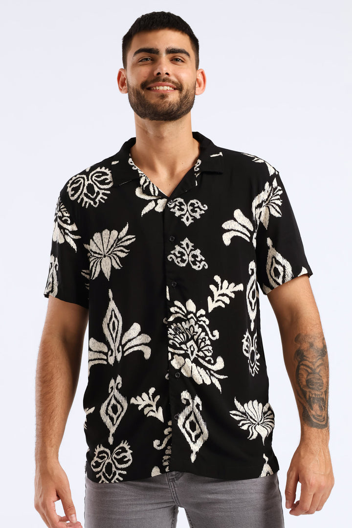 Print Viscose Shirt - Black