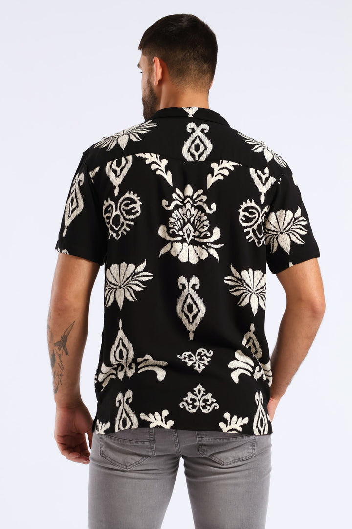 Print Viscose Shirt - Black