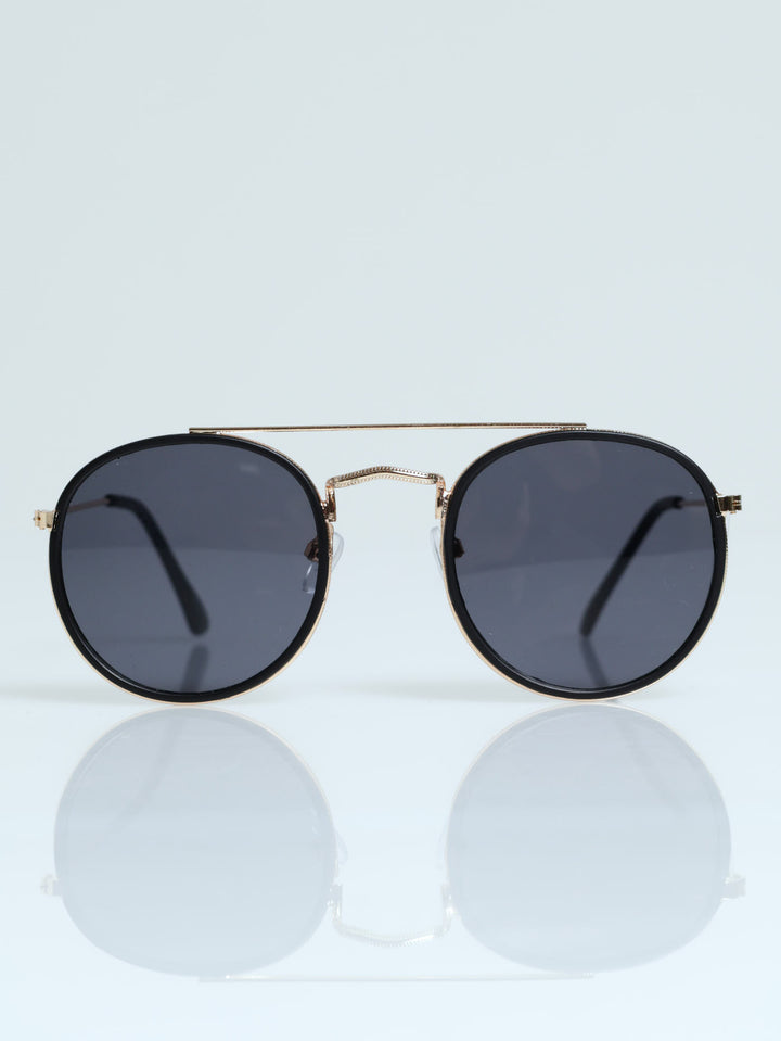 Round Brow Bar Sunglasses - Gold