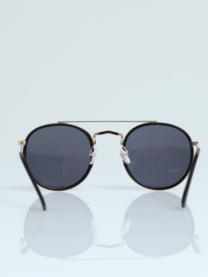 Round Brow Bar Sunglasses - Gold