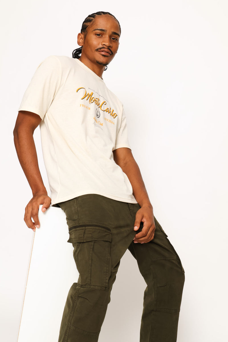 Monte Carlo Front Print Tee - Ecru