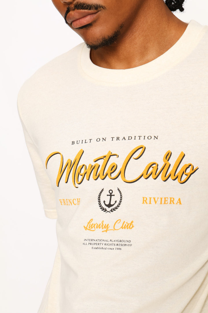 Monte Carlo Front Print Tee - Ecru