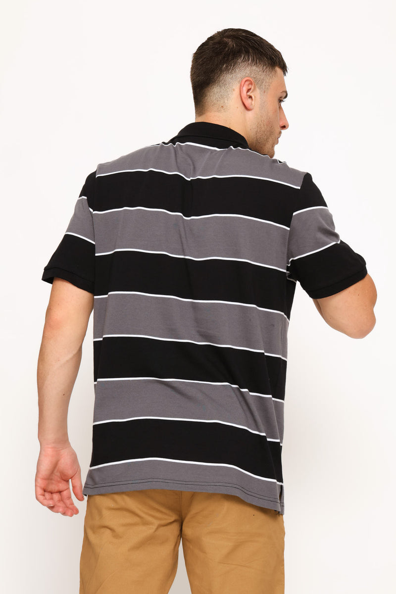 Wide Stripe Golfer - Black/Grey/White