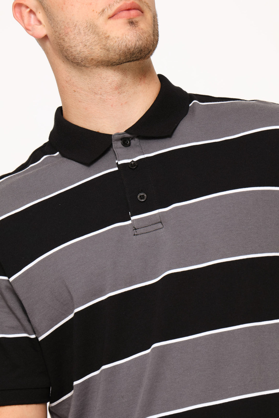 Wide Stripe Golfer - Black/Grey/White
