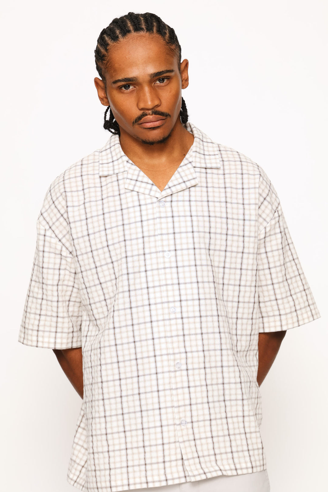 Mini Check Boxy Shirt - Stone