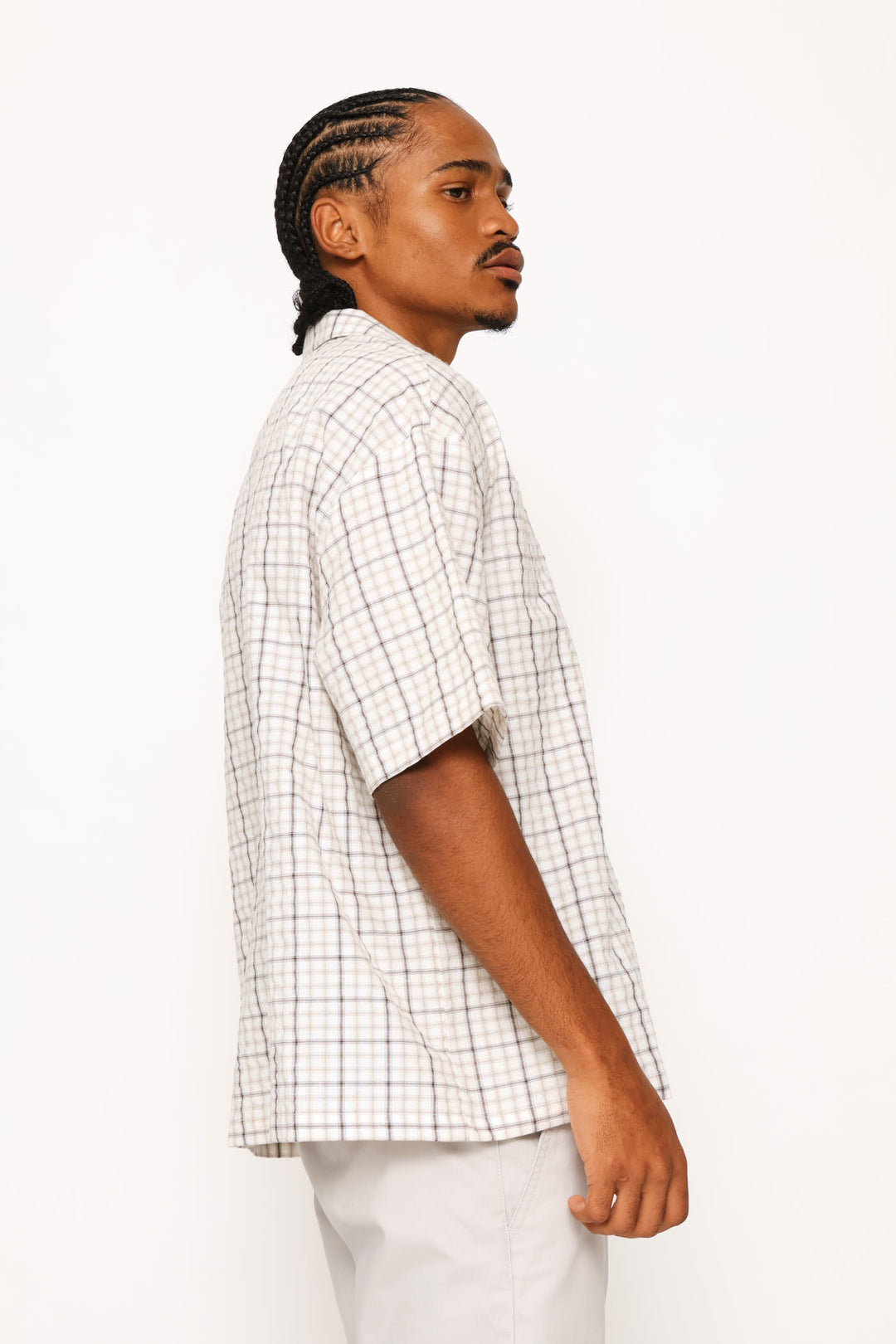 Mini Check Boxy Shirt - Stone