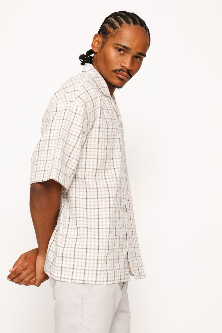 Mini Check Boxy Shirt - Stone