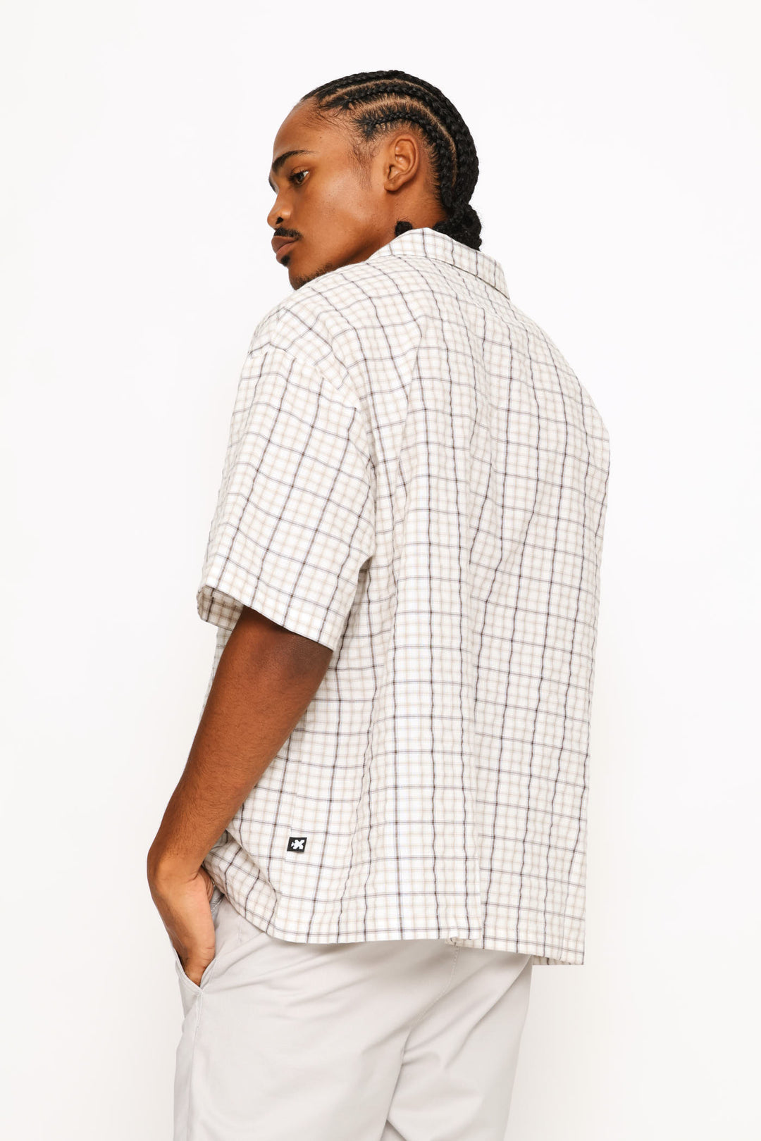 Mini Check Boxy Shirt - Stone