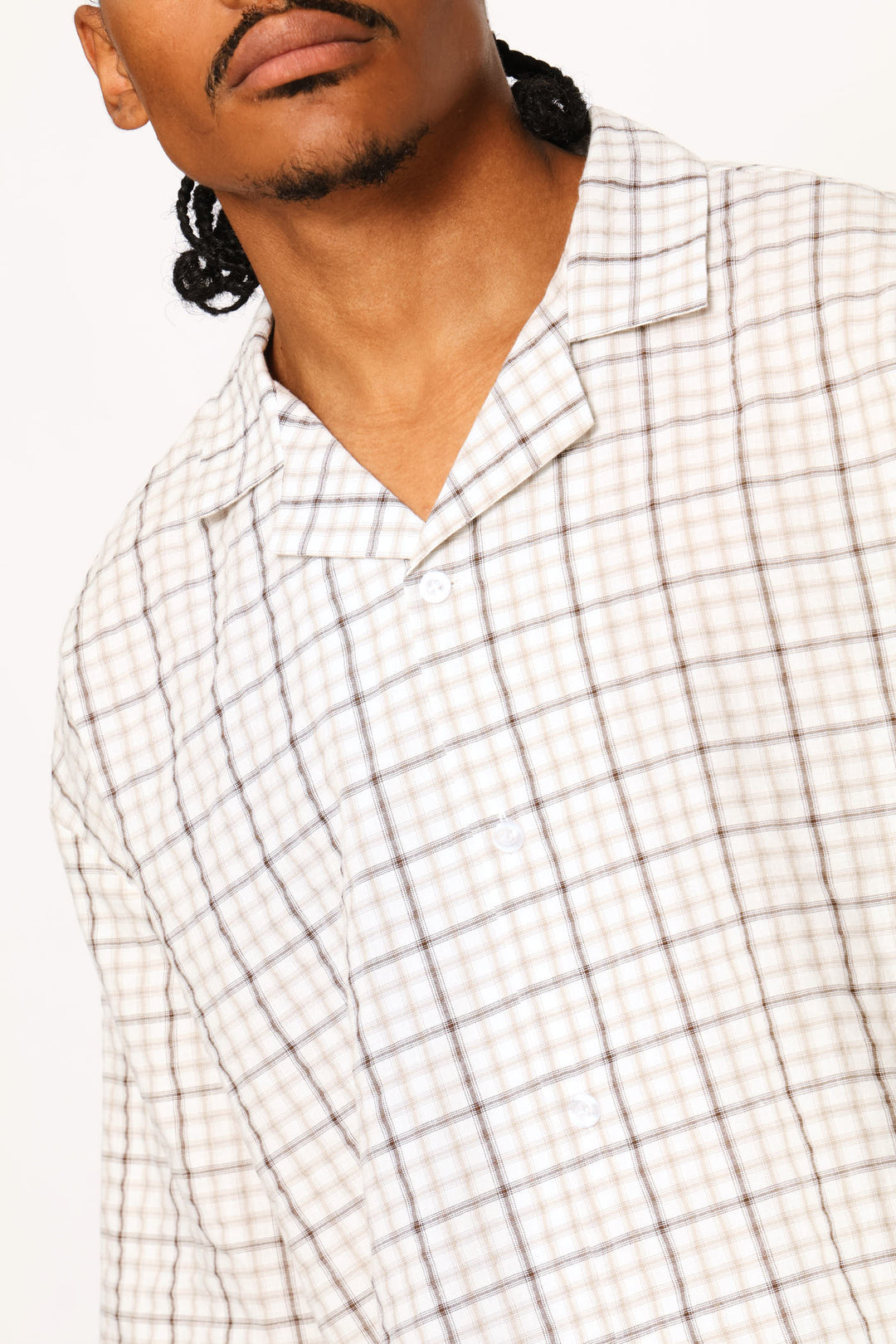Mini Check Boxy Shirt - Stone