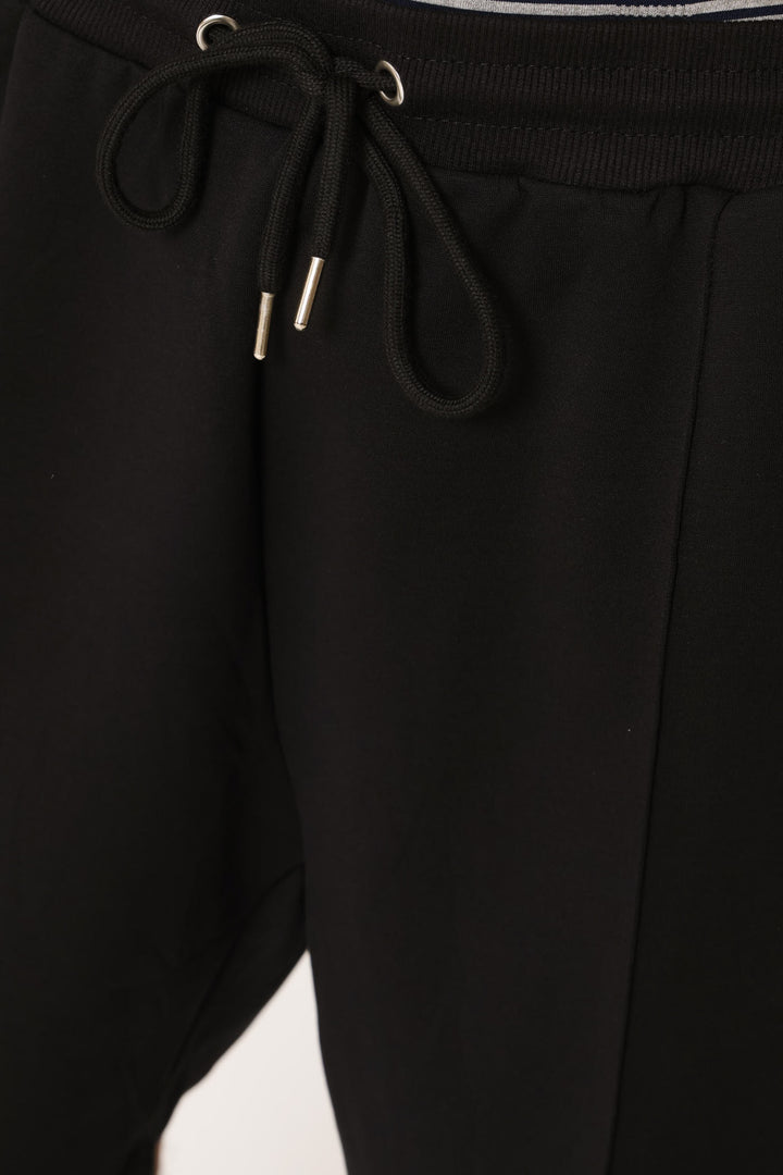Pintuck Fleece Shorts - Black