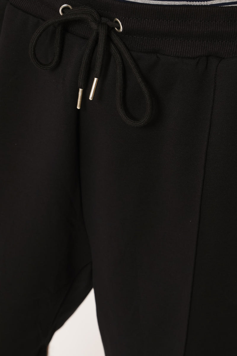 Pintuck Fleece Shorts - Black