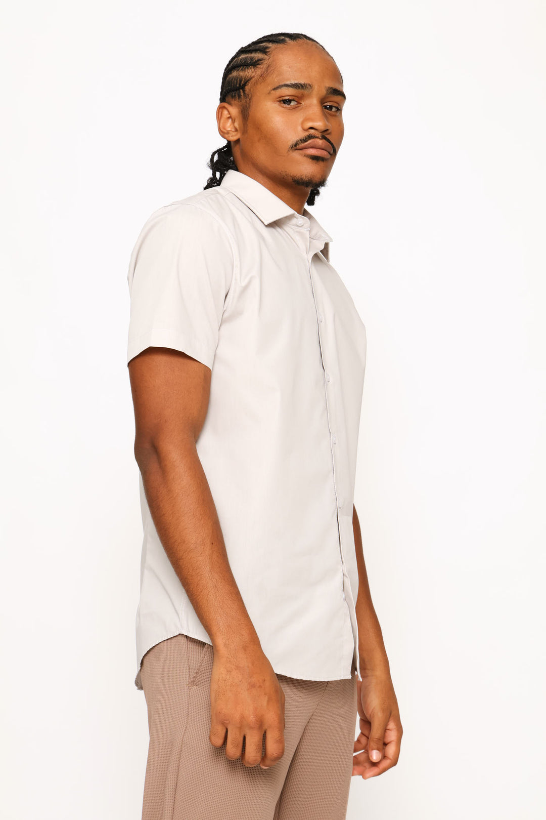 Short Sleeve Basic Shirt - Light Grey