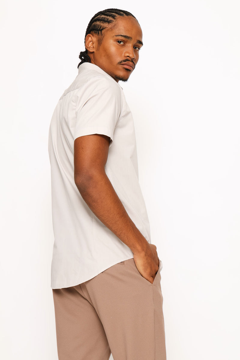 Short Sleeve Basic Shirt - Light Grey