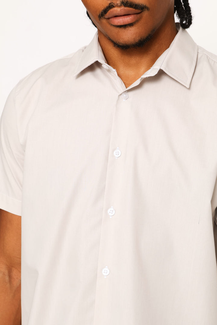Short Sleeve Basic Shirt - Light Grey
