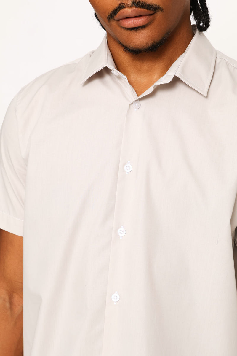 Short Sleeve Basic Shirt - Light Grey