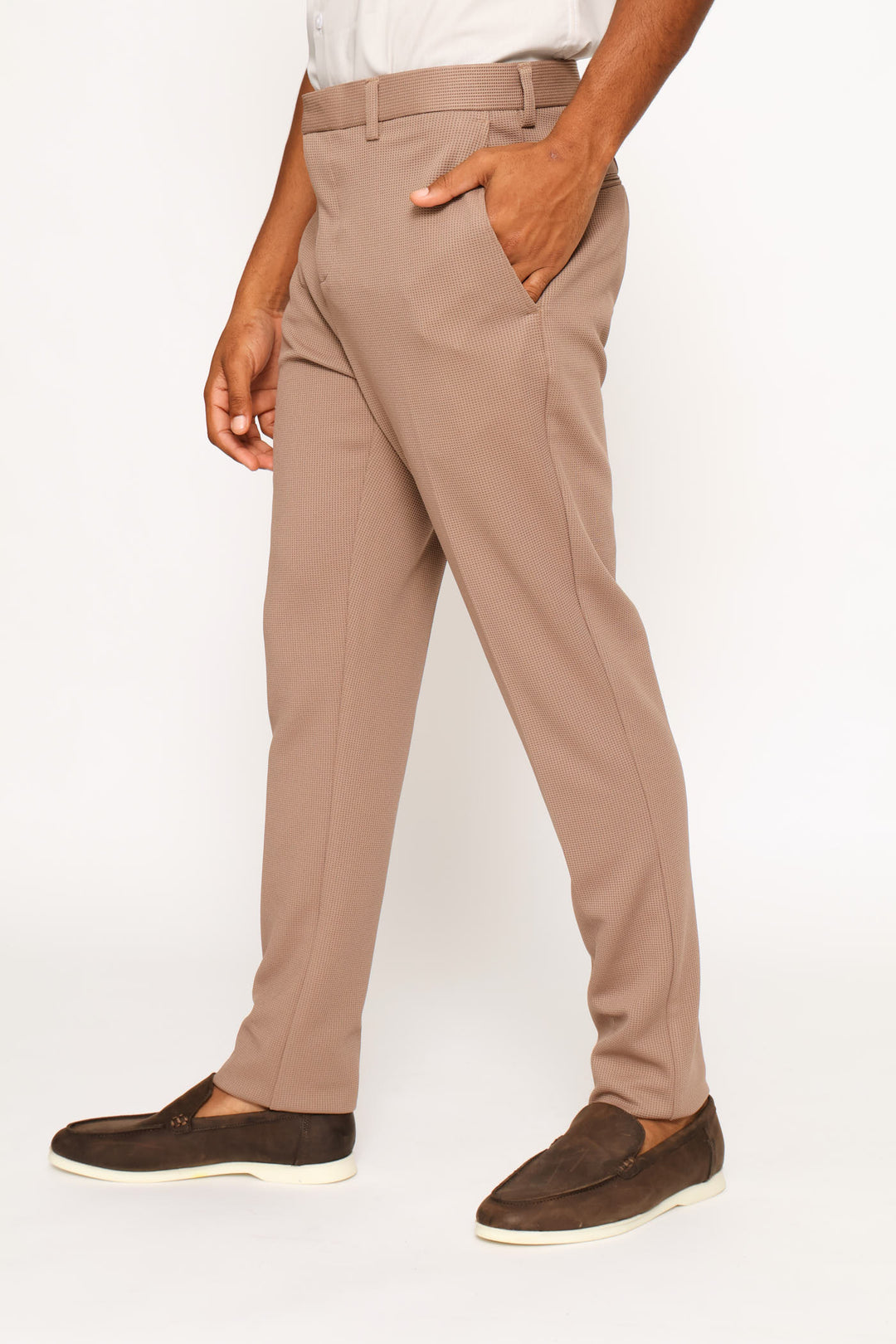 Textured Smart Trouser - Taupe