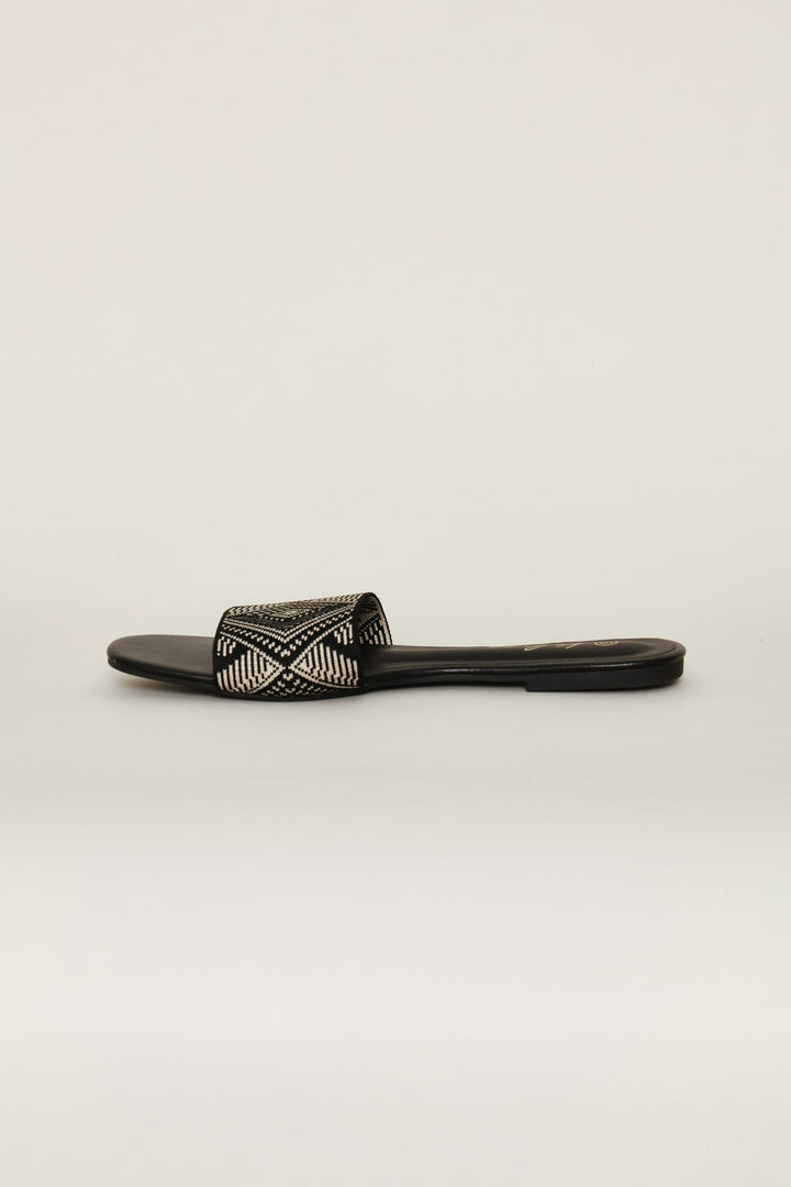 Tribal Design Mule Sandal - Black