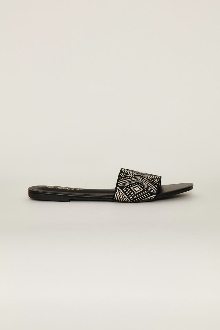 Tribal Design Mule Sandal - Black