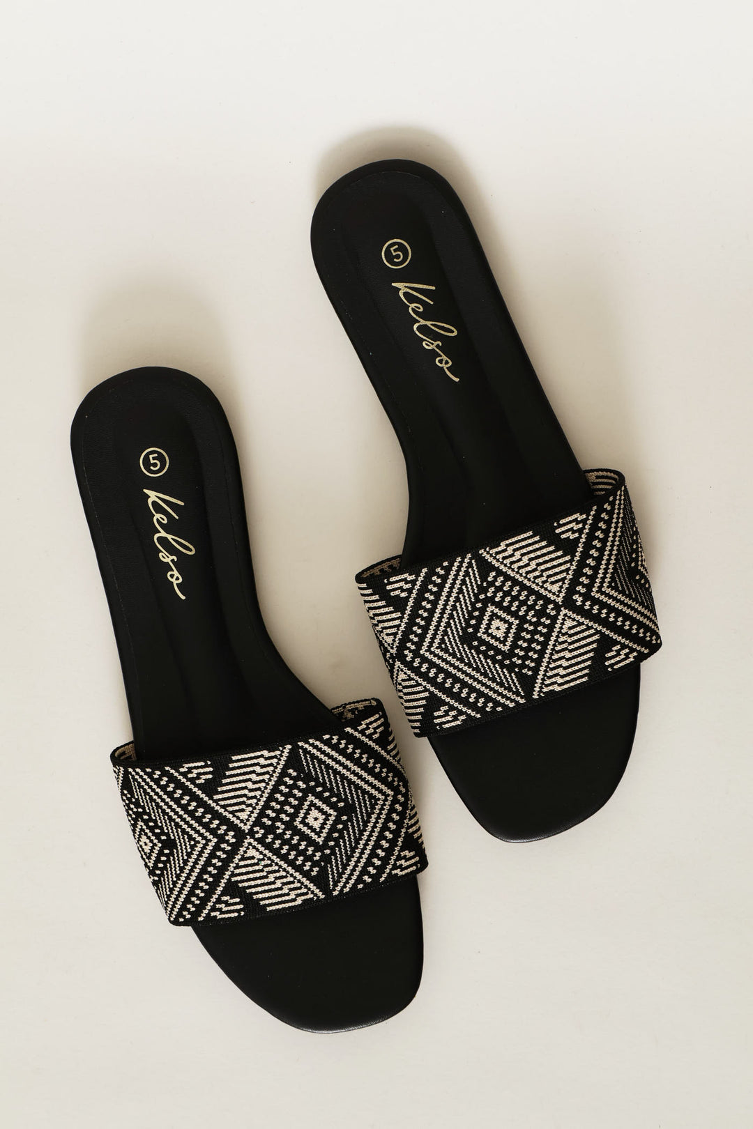 Tribal Design Mule Sandal - Black