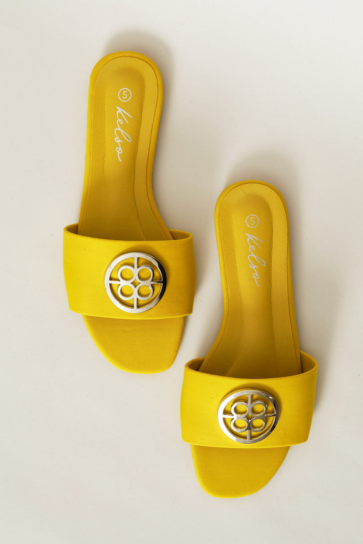 Trim Detail Single Band Mule Sandal - Chartreuse