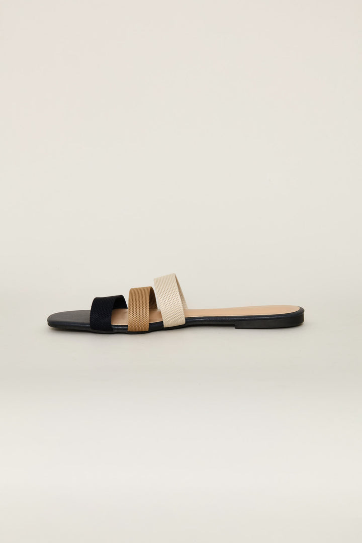 Mutli Color 3 Strap Knit Mule Sandal - Multi
