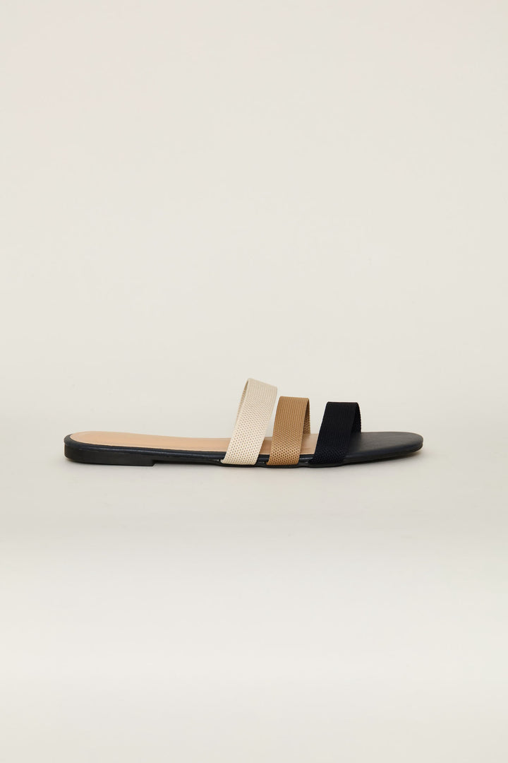 Mutli Color 3 Strap Knit Mule Sandal - Multi