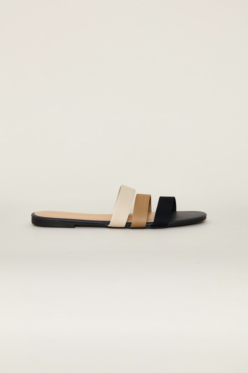 Mutli Color 3 Strap Knit Mule Sandal - Multi