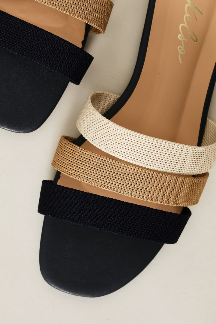 Mutli Color 3 Strap Knit Mule Sandal - Multi