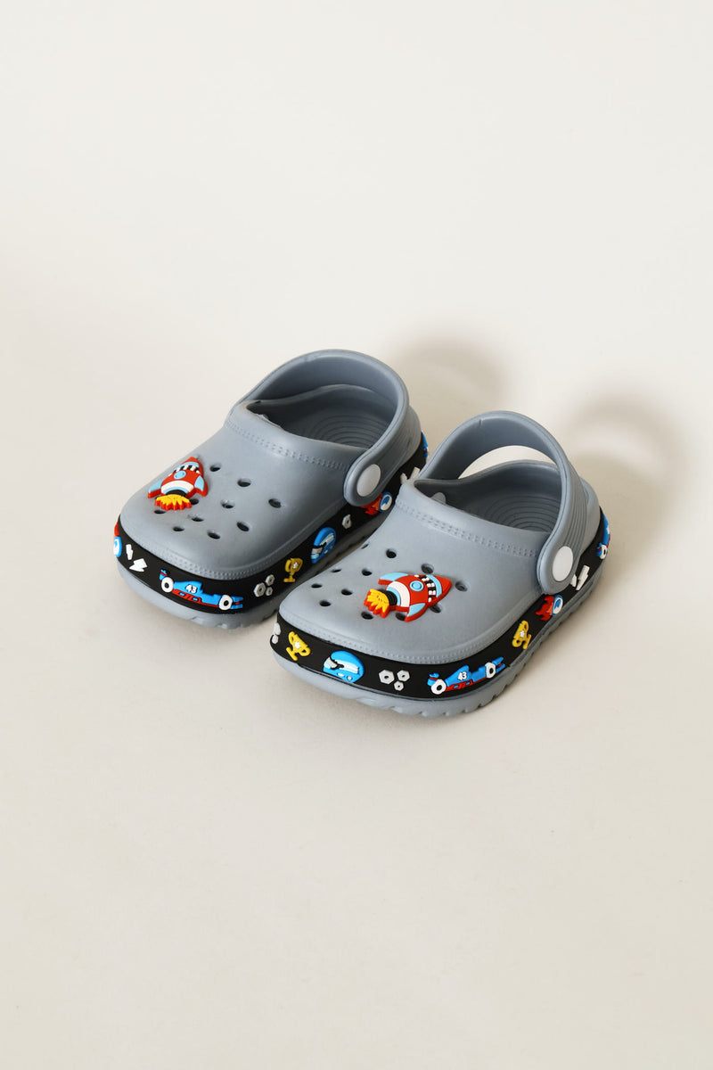 Pre-Boys Car Strip Clog - Grey