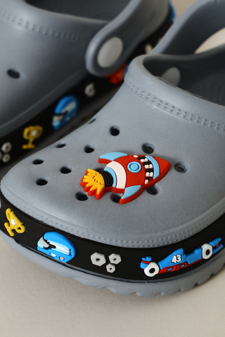 Pre-Boys Car Strip Clog - Grey