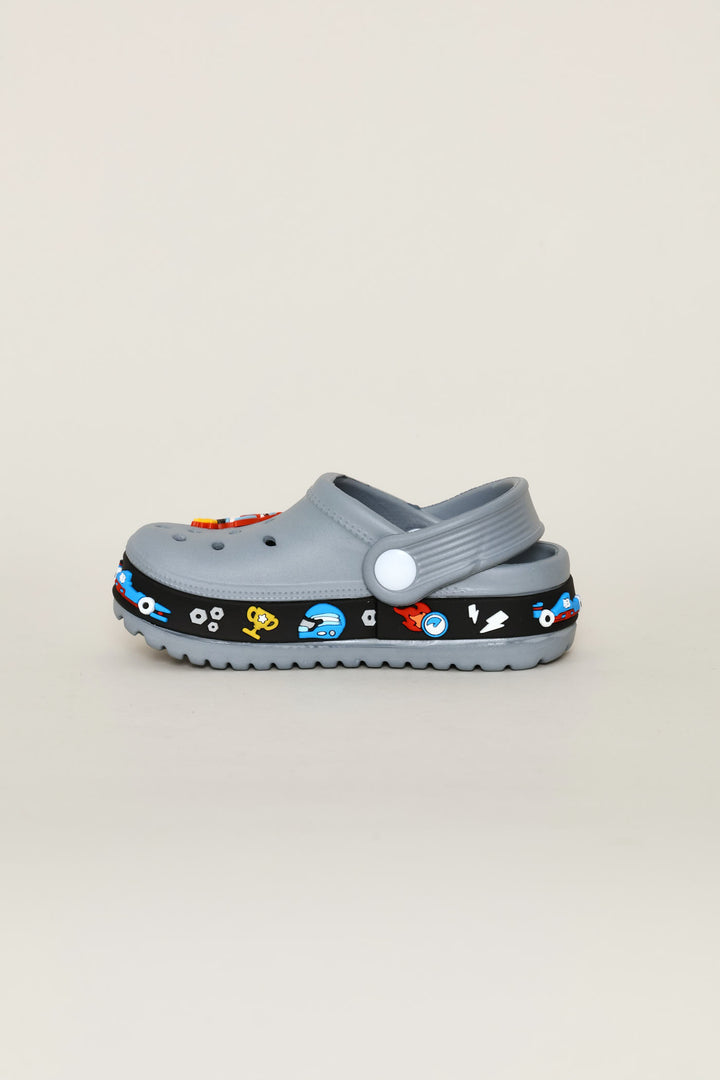Pre-Boys Car Strip Clog - Grey