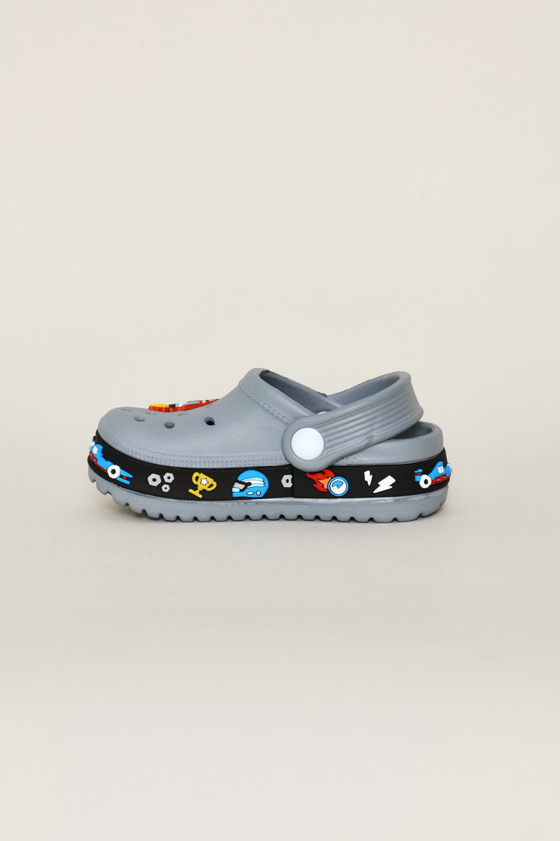 Pre-Boys Car Strip Clog - Grey