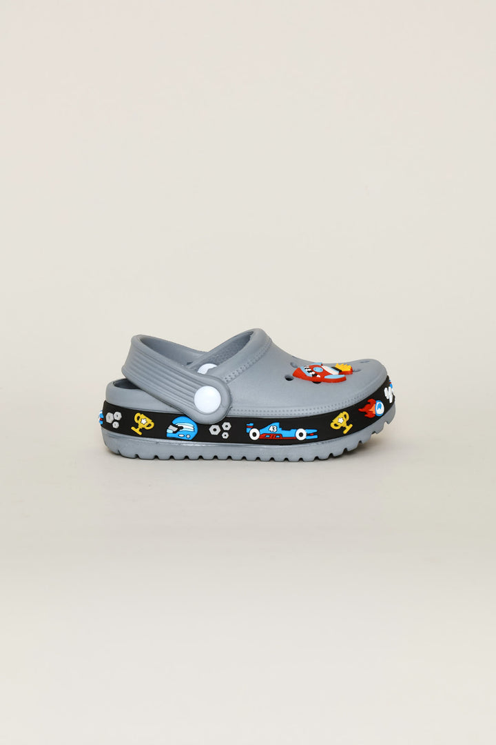 Pre-Boys Car Strip Clog - Grey