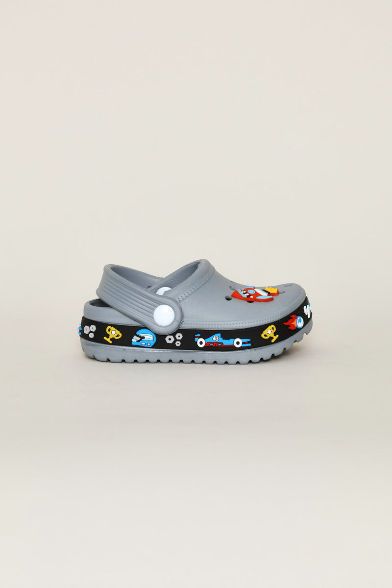 Pre-Boys Car Strip Clog - Grey