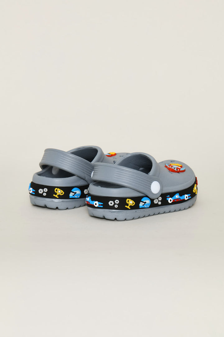 Pre-Boys Car Strip Clog - Grey