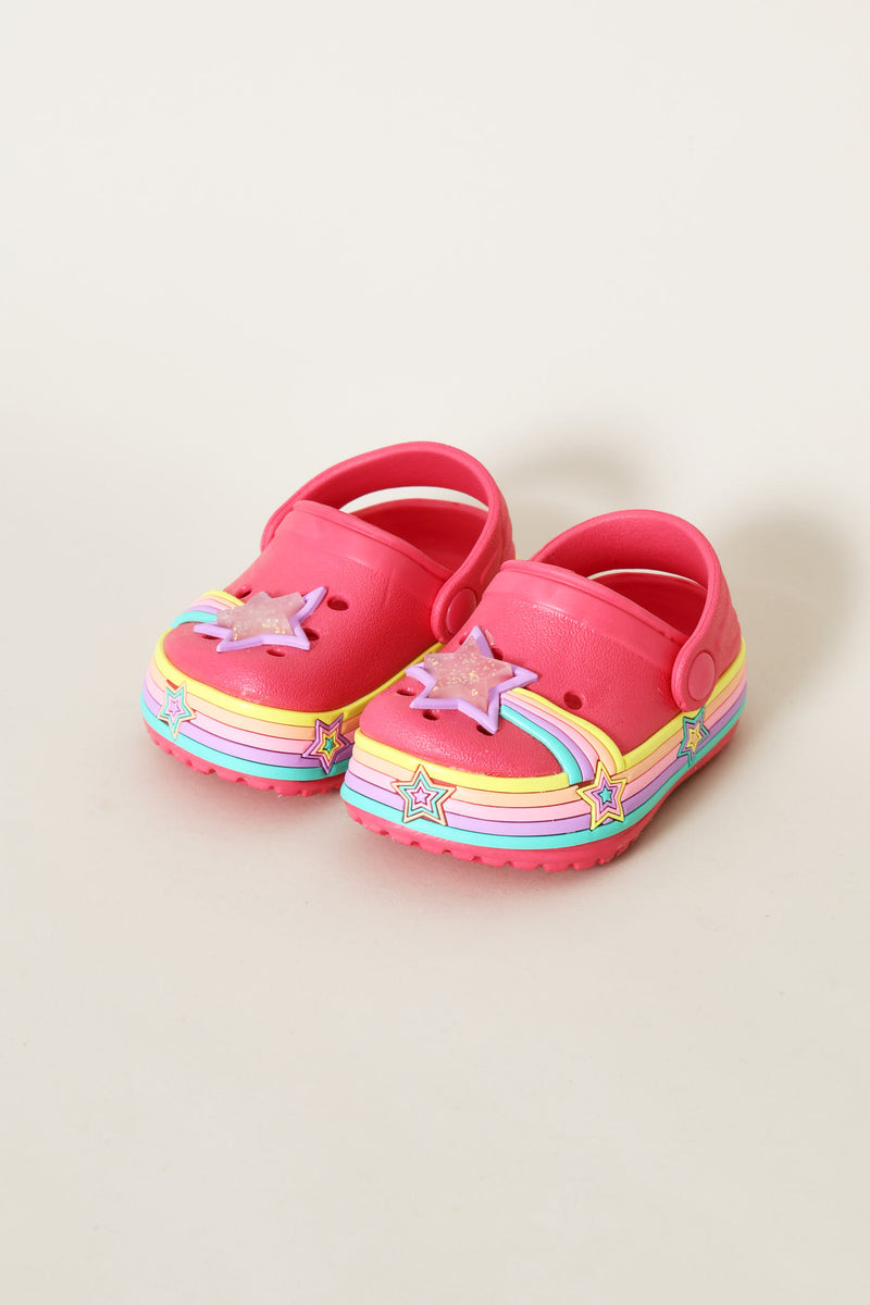 Pre-Girls Star Strip Clog - Cerise