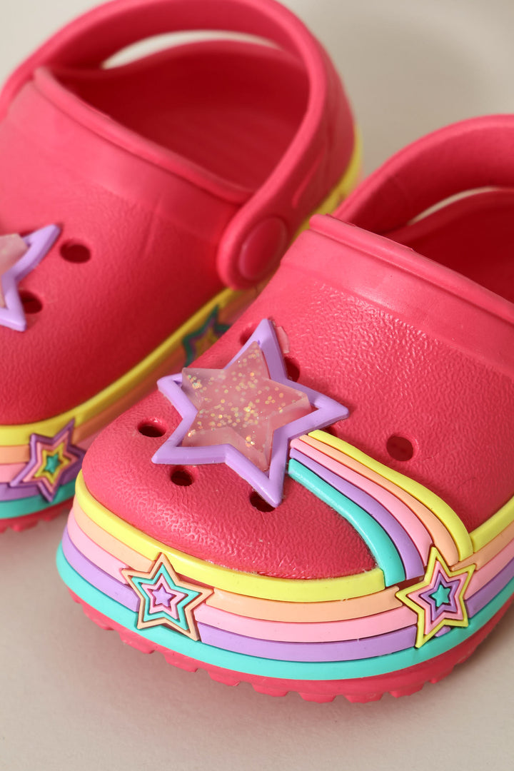 Pre-Girls Star Strip Clog - Cerise