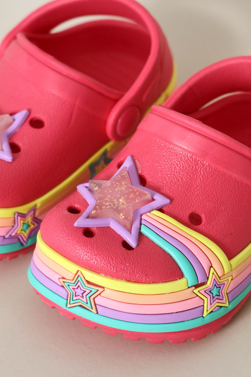 Pre-Girls Star Strip Clog - Cerise