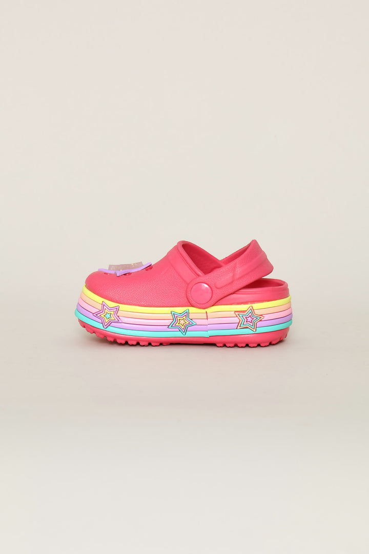 Pre-Girls Star Strip Clog - Cerise