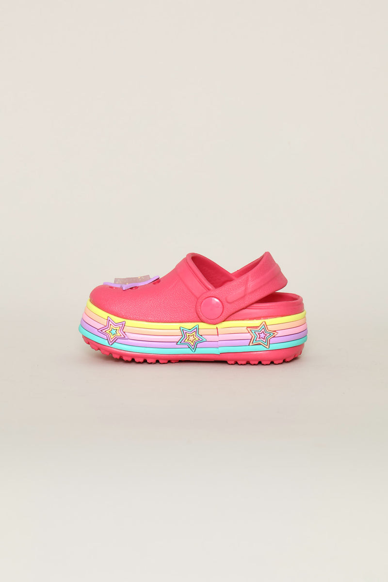 Pre-Girls Star Strip Clog - Cerise