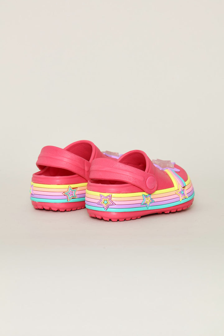 Pre-Girls Star Strip Clog - Cerise