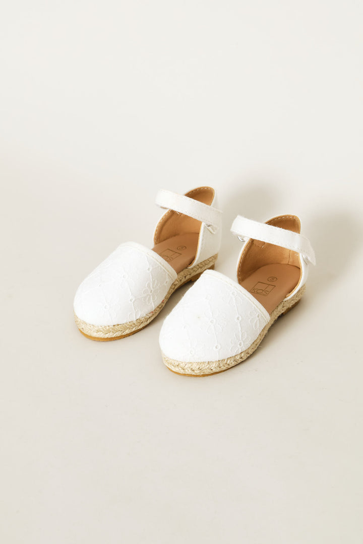 Pre-Girls Floral Espadrille Pump - White