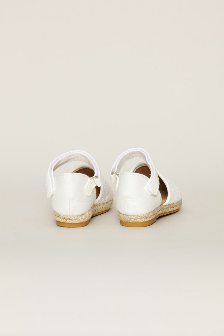 Pre-Girls Floral Espadrille Pump - White