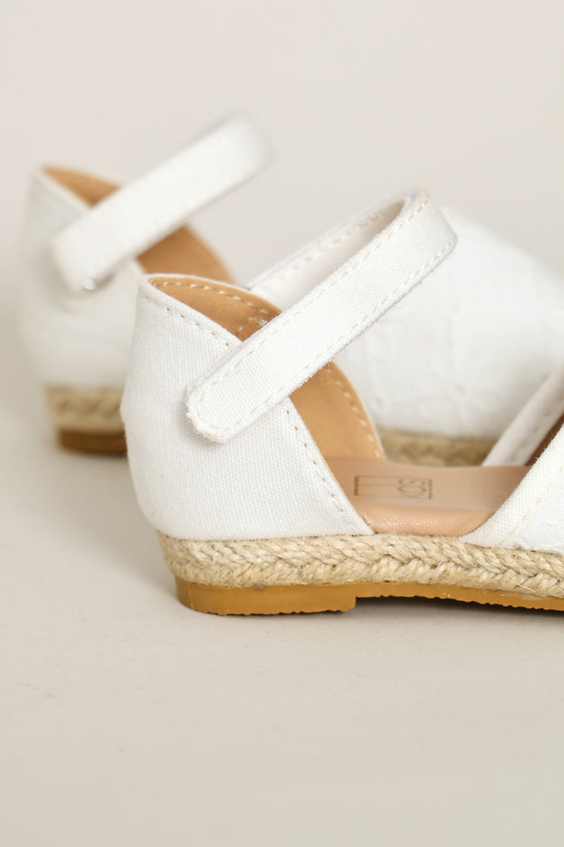 Pre-Girls Floral Espadrille Pump - White