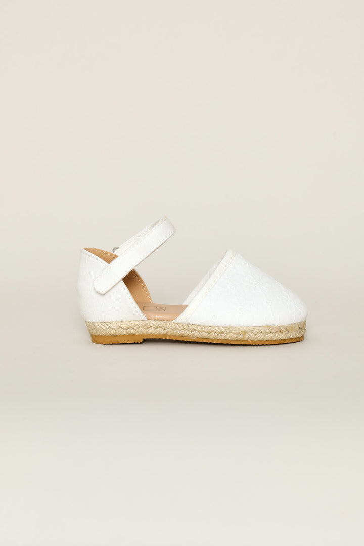 Pre-Girls Floral Espadrille Pump - White