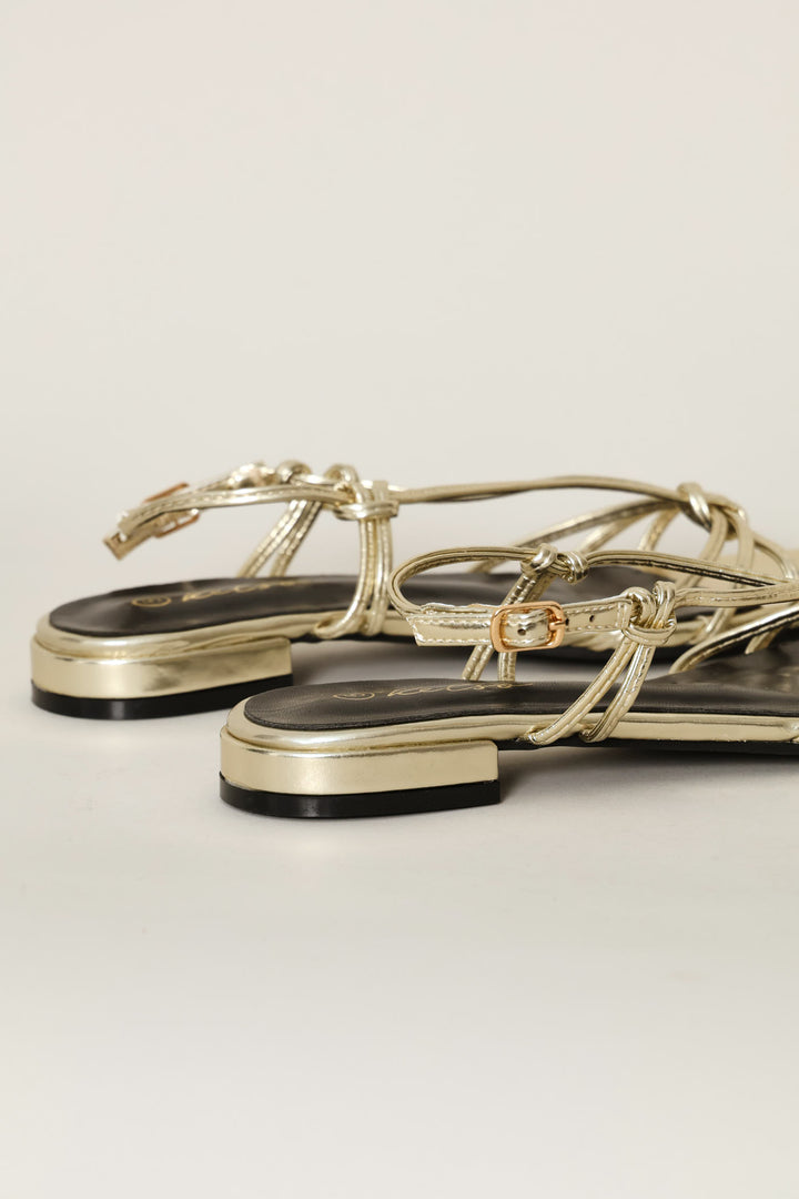 Strappy Knotted Sandal - Gold
