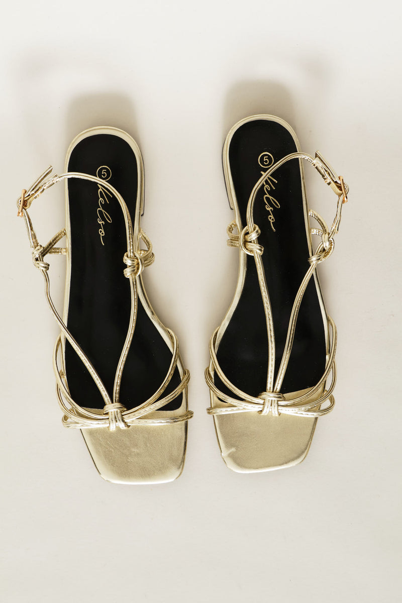 Strappy Knotted Sandal - Gold
